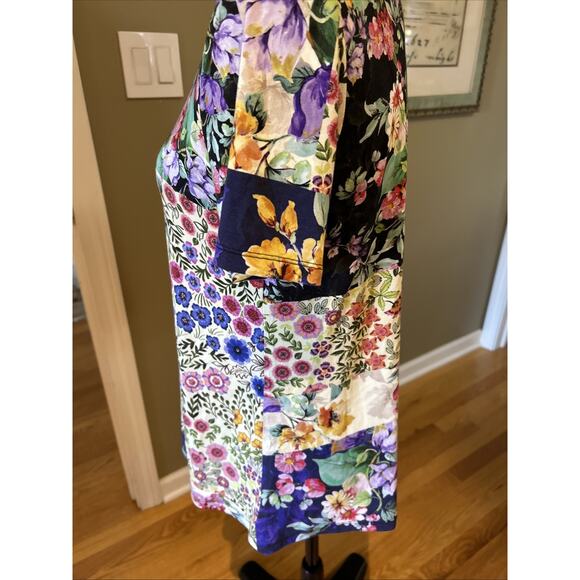 JOHNNY WAS LA Floral Patchwork Print Viscose Bamboo/Spandex Stretch Tee S loose - Picture 4 of 16